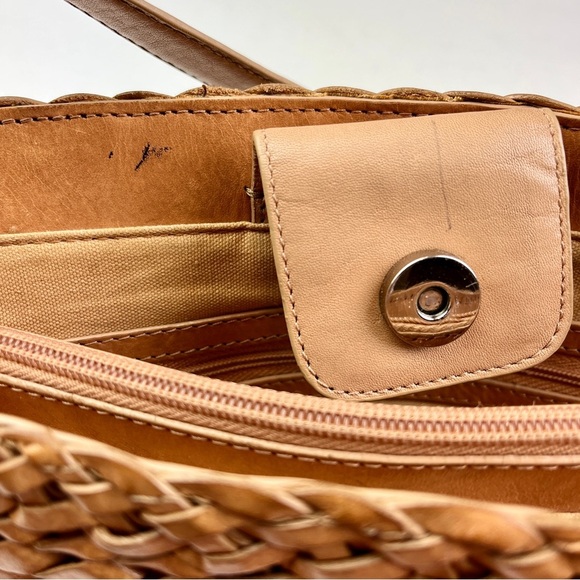 Vintage Fossil Tan Leather Basket Weave Short Strap Shoulder Bag - Picture 8 of 8